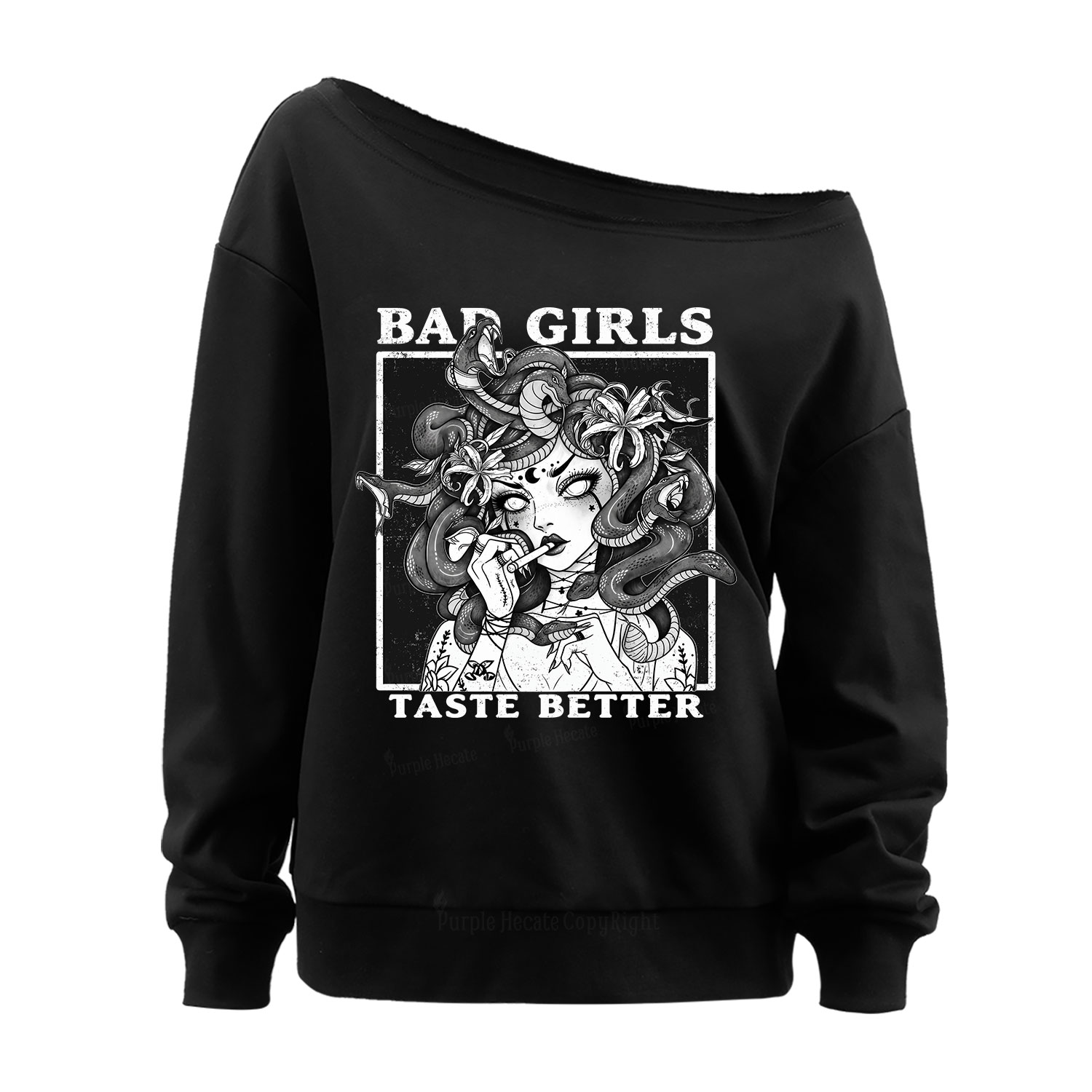 Purplehecate Bad Girls Taste Better Medusa Off The Shoulder Sweatshirt