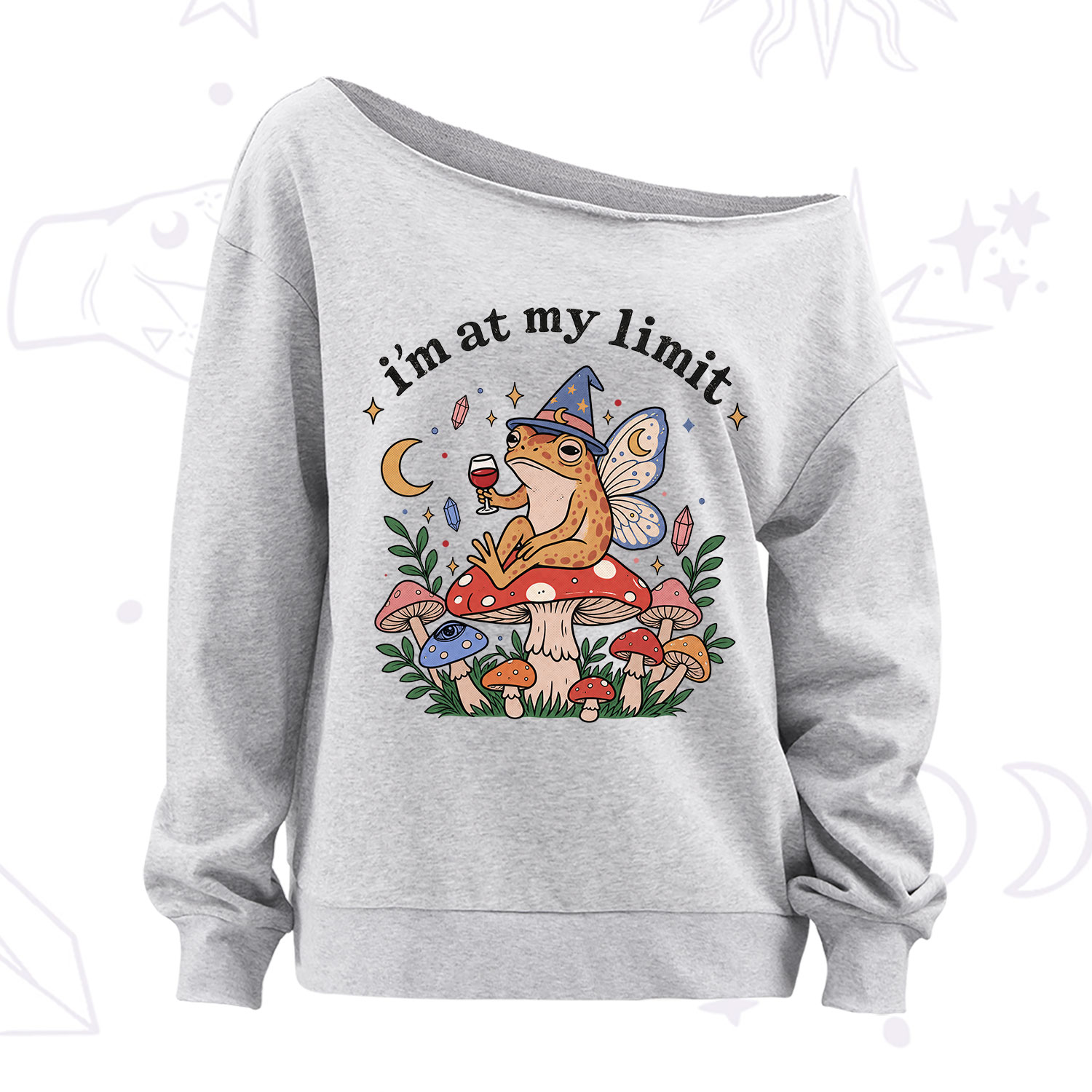 Purplehecate I Am at My Limit funny Frog Off The Shoulder Sweatshirt