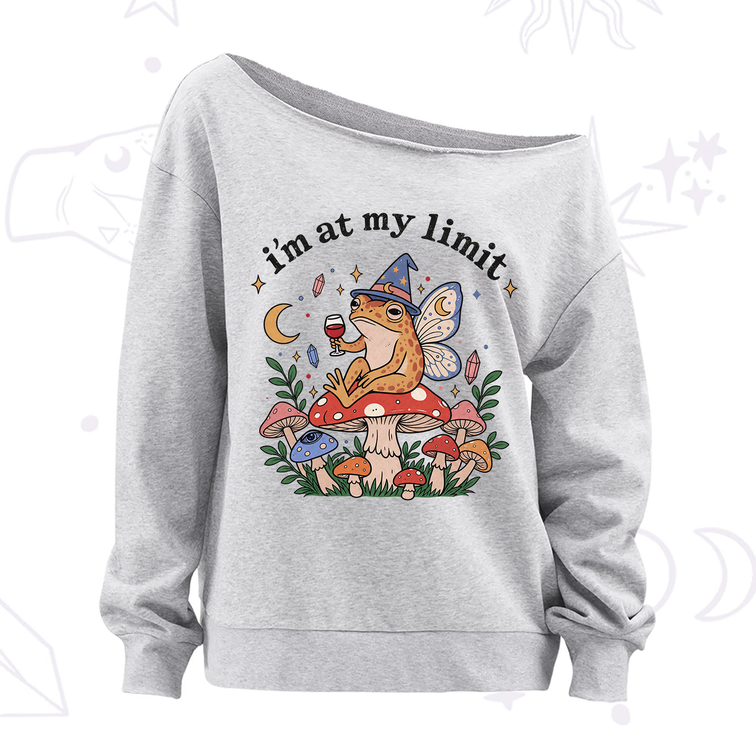 Purplehecate I Am at My Limit funny Frog Off The Shoulder Sweatshirt