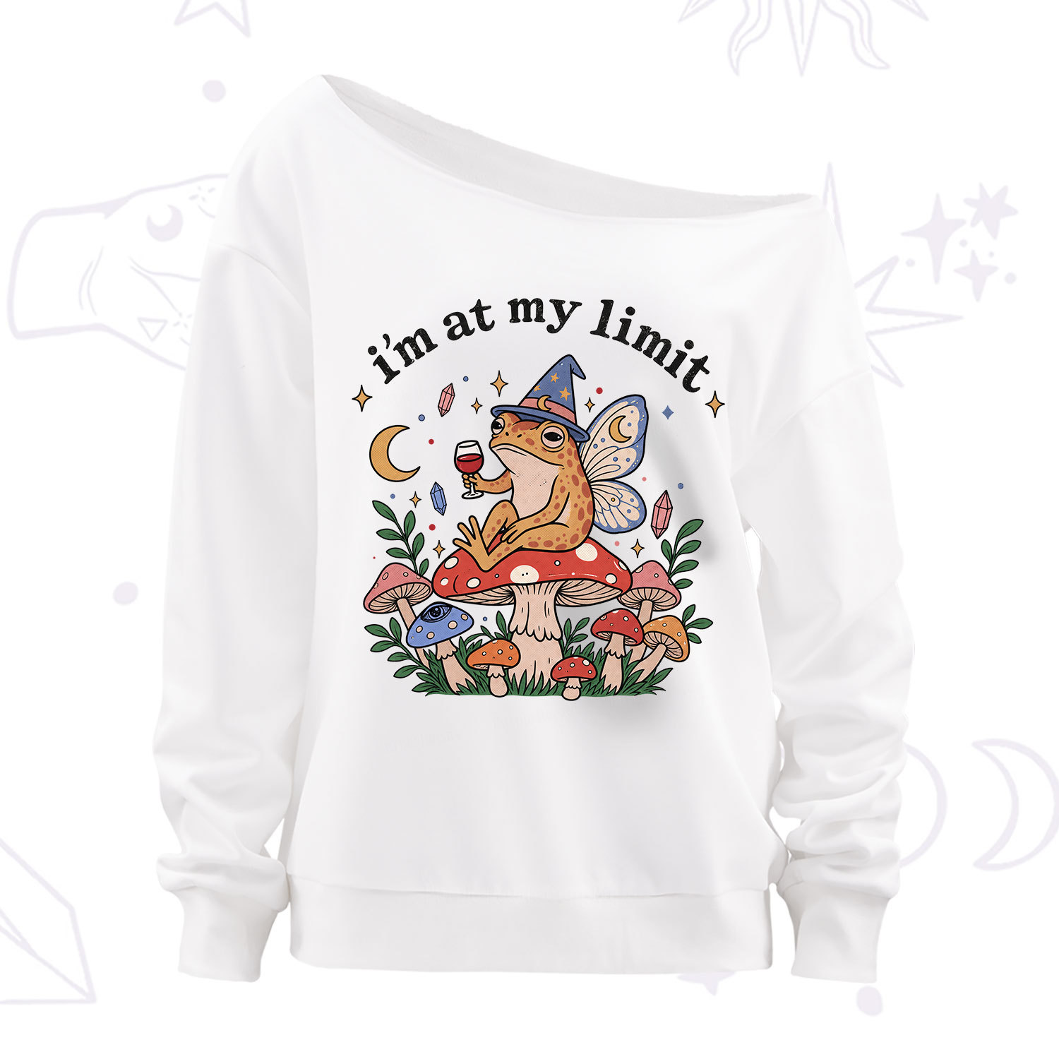 Purplehecate I Am at My Limit funny Frog Off The Shoulder Sweatshirt
