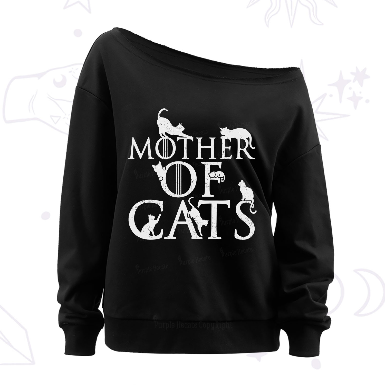 Purplehecate Mother of Cats Off The Shoulder Sweatshirt