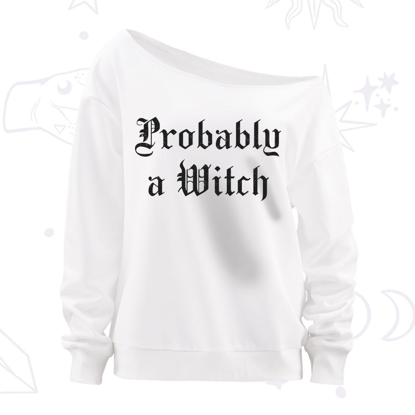 Purplehecate Probably A Witch Off The Shoulder Sweatshirt