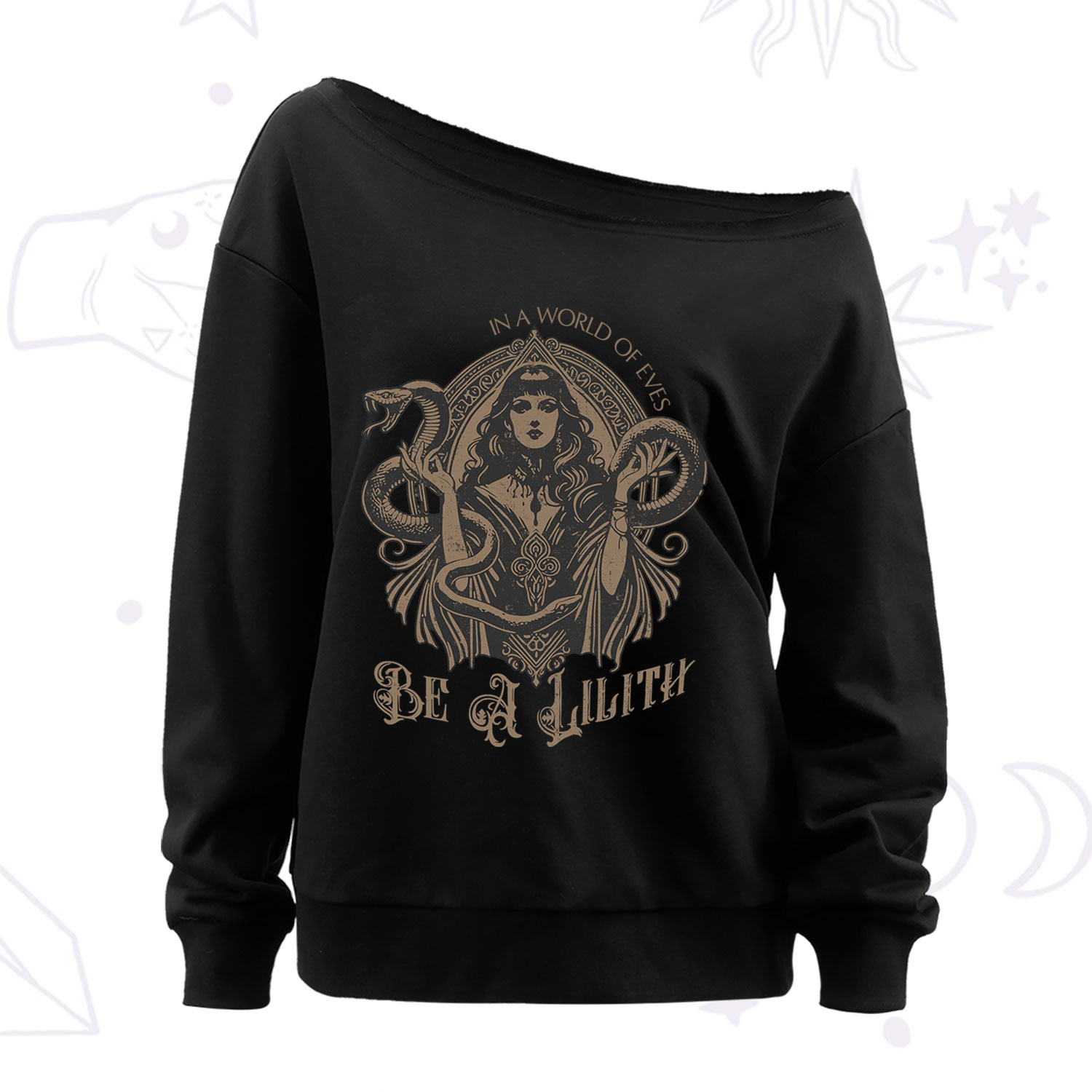 Purplehecate In a World of Eves Be a Lilith Gothic Occult Off The Shoulder Sweatshirt