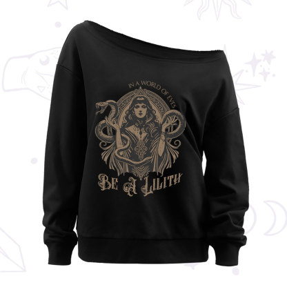 Purplehecate In a World of Eves Be a Lilith Gothic Occult Off The Shoulder Sweatshirt