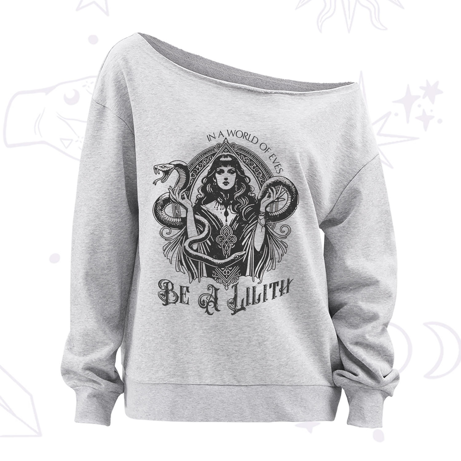 Purplehecate In a World of Eves Be a Lilith Gothic Occult Off The Shoulder Sweatshirt