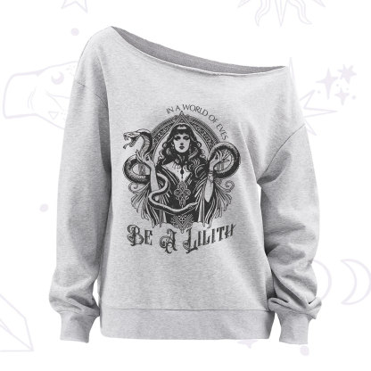Purplehecate In a World of Eves Be a Lilith Gothic Occult Off The Shoulder Sweatshirt