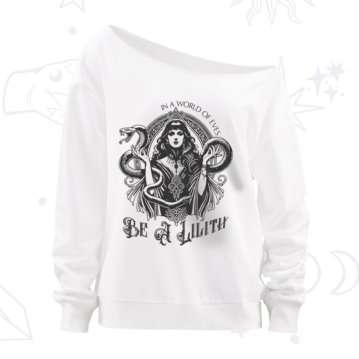 Purplehecate In a World of Eves Be a Lilith Gothic Occult Off The Shoulder Sweatshirt