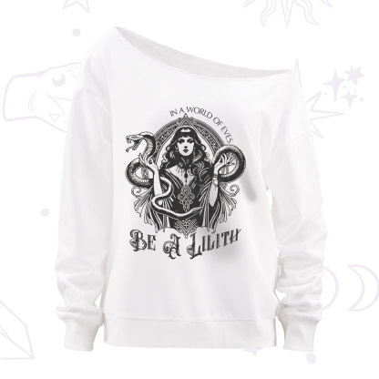 Purplehecate In a World of Eves Be a Lilith Gothic Occult Off The Shoulder Sweatshirt