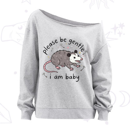 Purplehecate Please Be Gentle Possum Off The Shoulder Sweatshirt