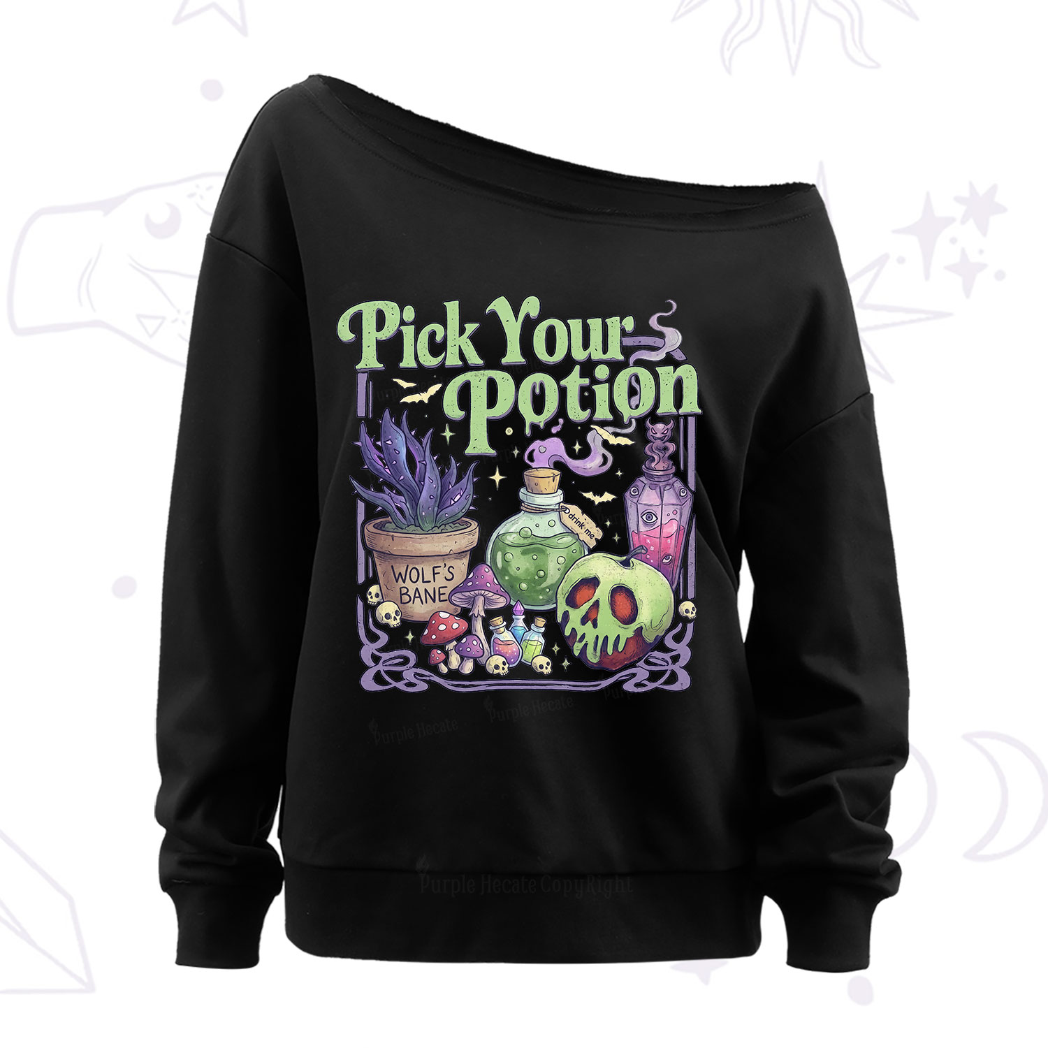 Purplehecate Pick Your Poison Off The Shoulder Sweatshirt