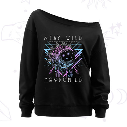 Purplehecate Stay Wild Moonchild Off The Shoulder Sweatshirt
