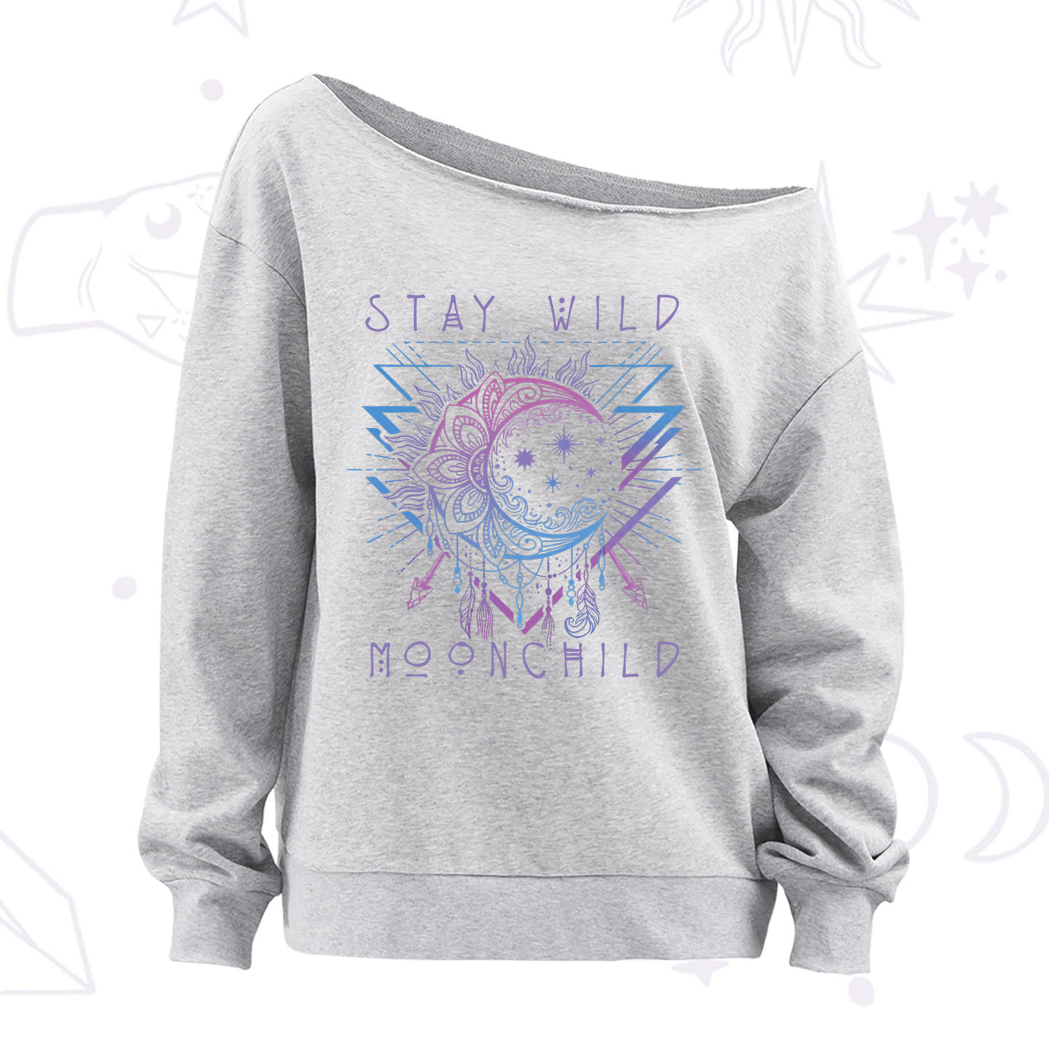Purplehecate Stay Wild Moonchild Off The Shoulder Sweatshirt