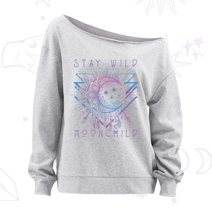 Purplehecate Stay Wild Moonchild Off The Shoulder Sweatshirt
