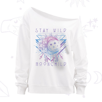 Purplehecate Stay Wild Moonchild Off The Shoulder Sweatshirt
