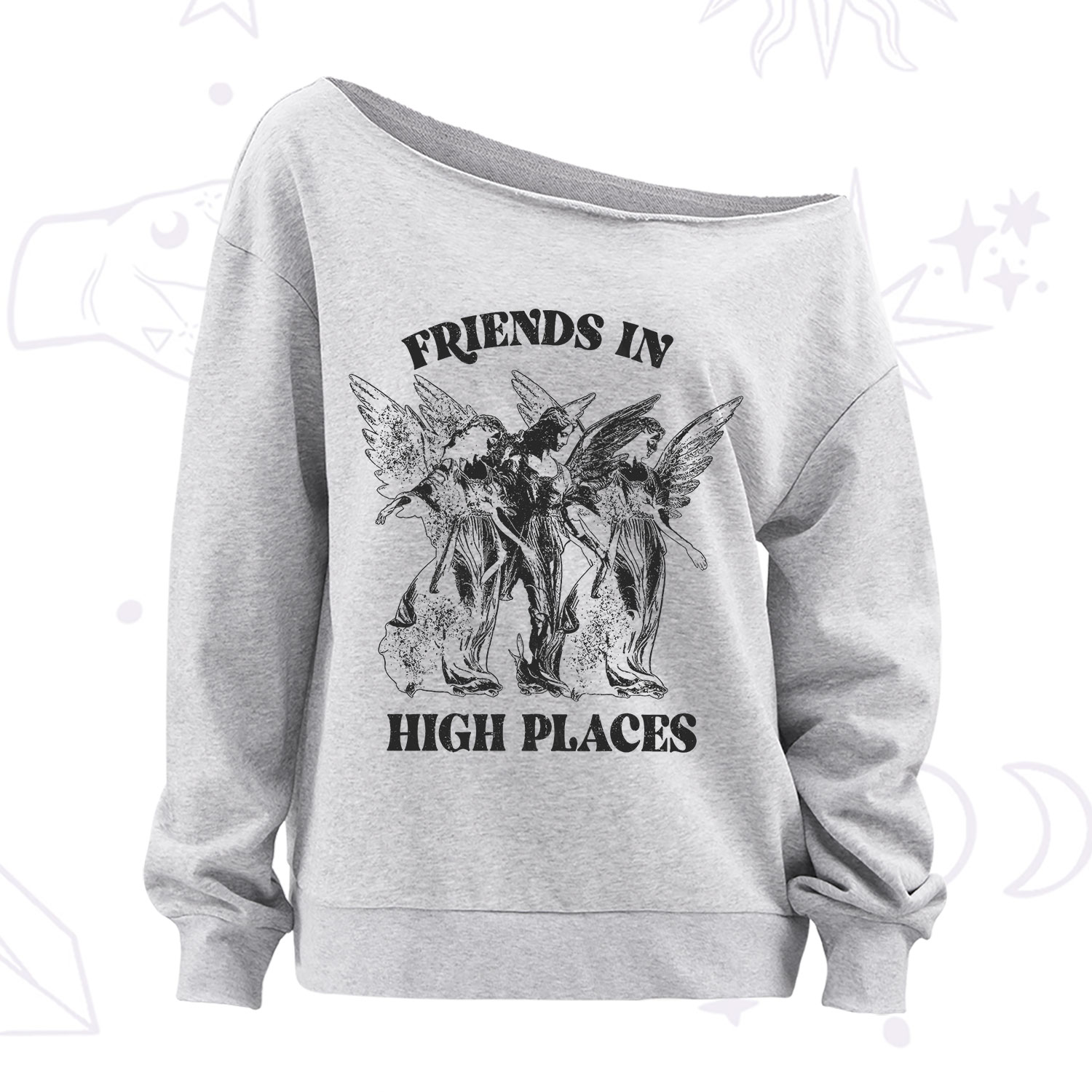 Purplehecate Companions from Above Off The Shoulder Sweatshirt