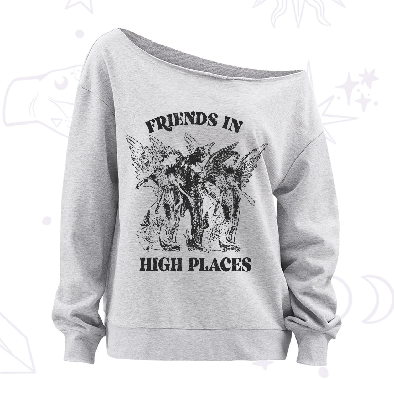 Purplehecate Companions from Above Off The Shoulder Sweatshirt