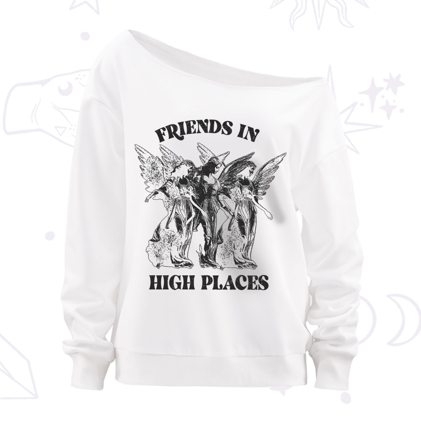 Purplehecate Companions from Above Off The Shoulder Sweatshirt