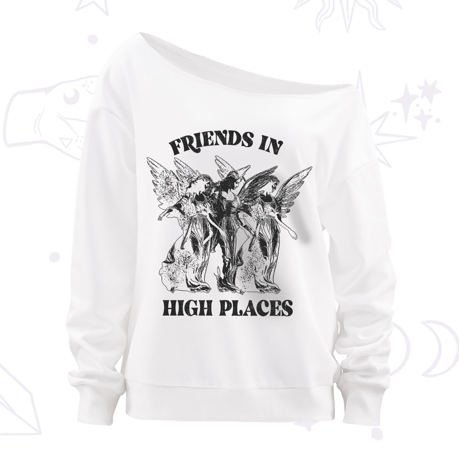 Purplehecate Companions from Above Off The Shoulder Sweatshirt