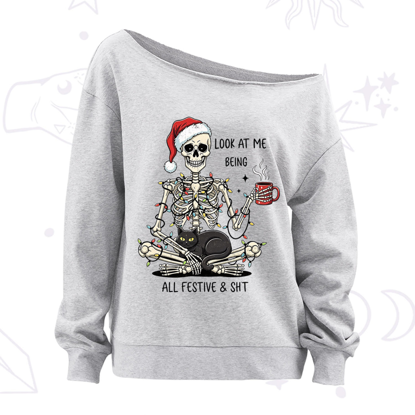 Purplehecate Look At Me Being All Festive Christmas Off The Shoulder Sweatshirt