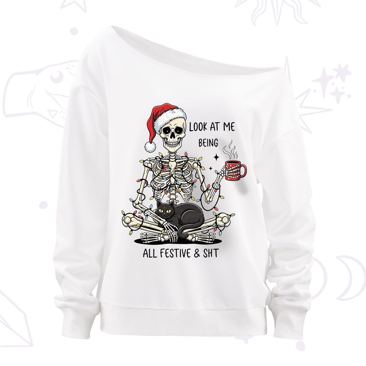 Purplehecate Look At Me Being All Festive Christmas Off The Shoulder Sweatshirt