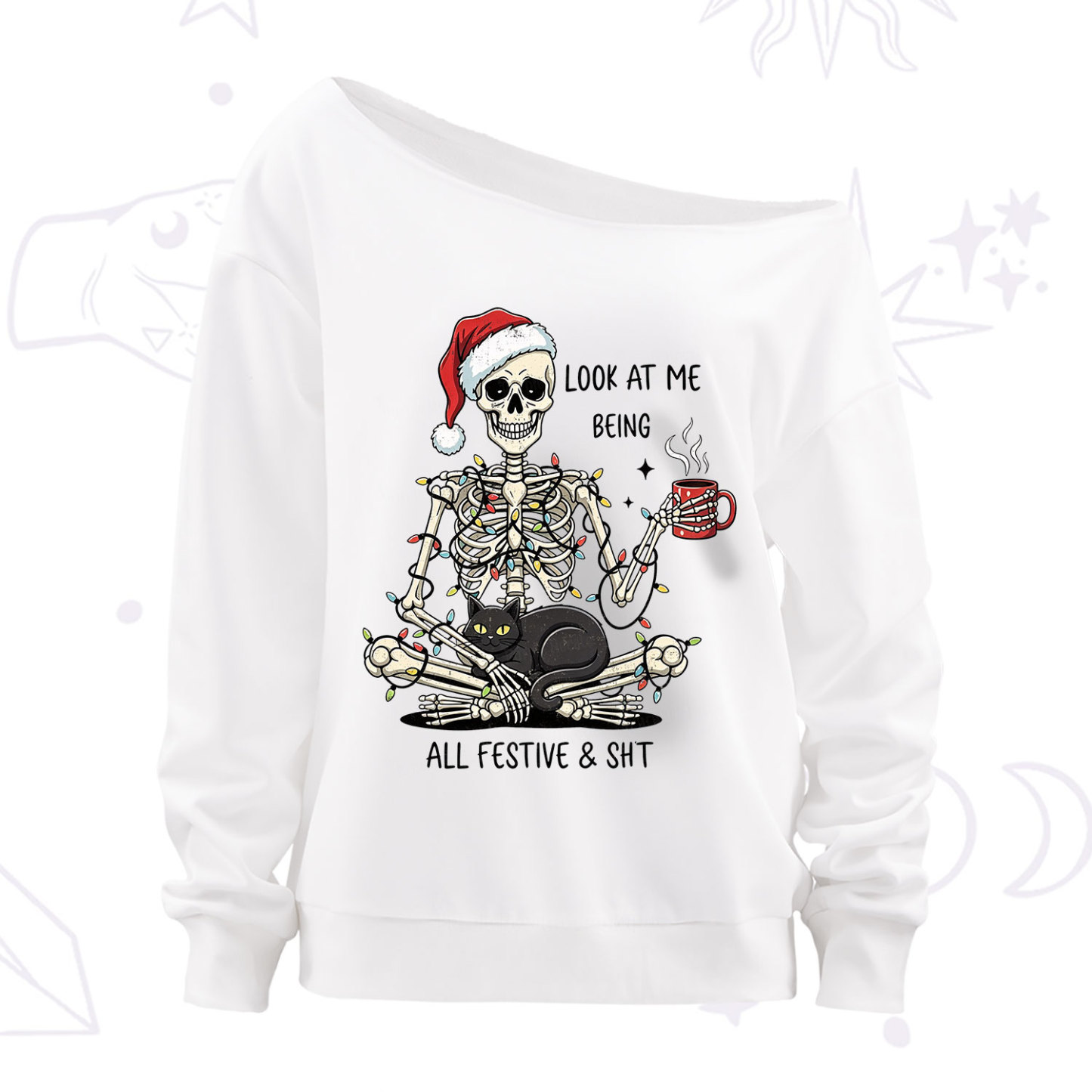 Purplehecate Look At Me Being All Festive Christmas Off The Shoulder Sweatshirt