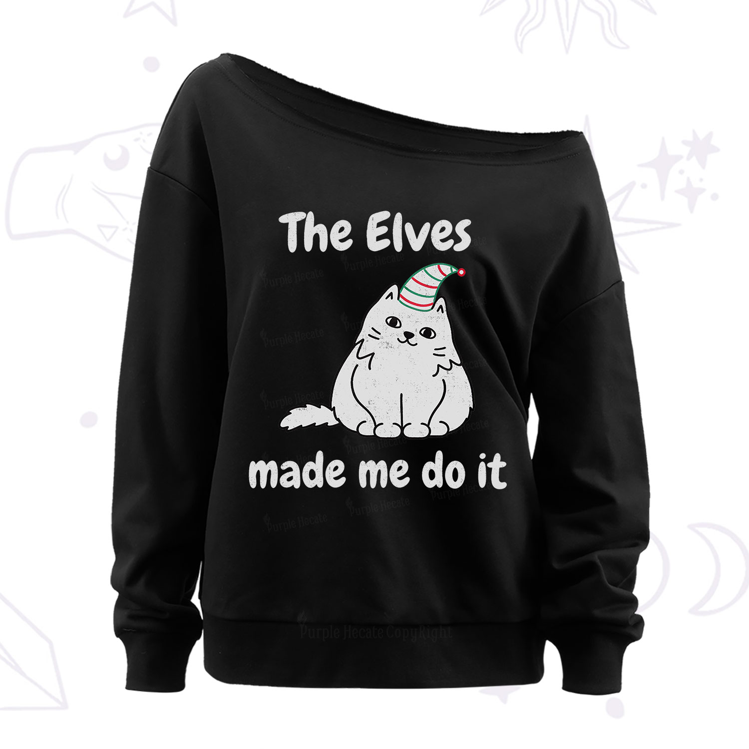 Purplehecate The Elves Made Me Do It Christmas Off The Shoulder Sweatshirt