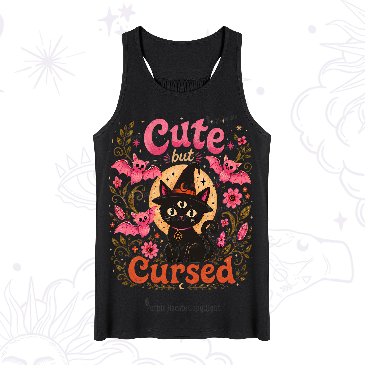 Purplehecate Cute but Cursed Black Cat Tank