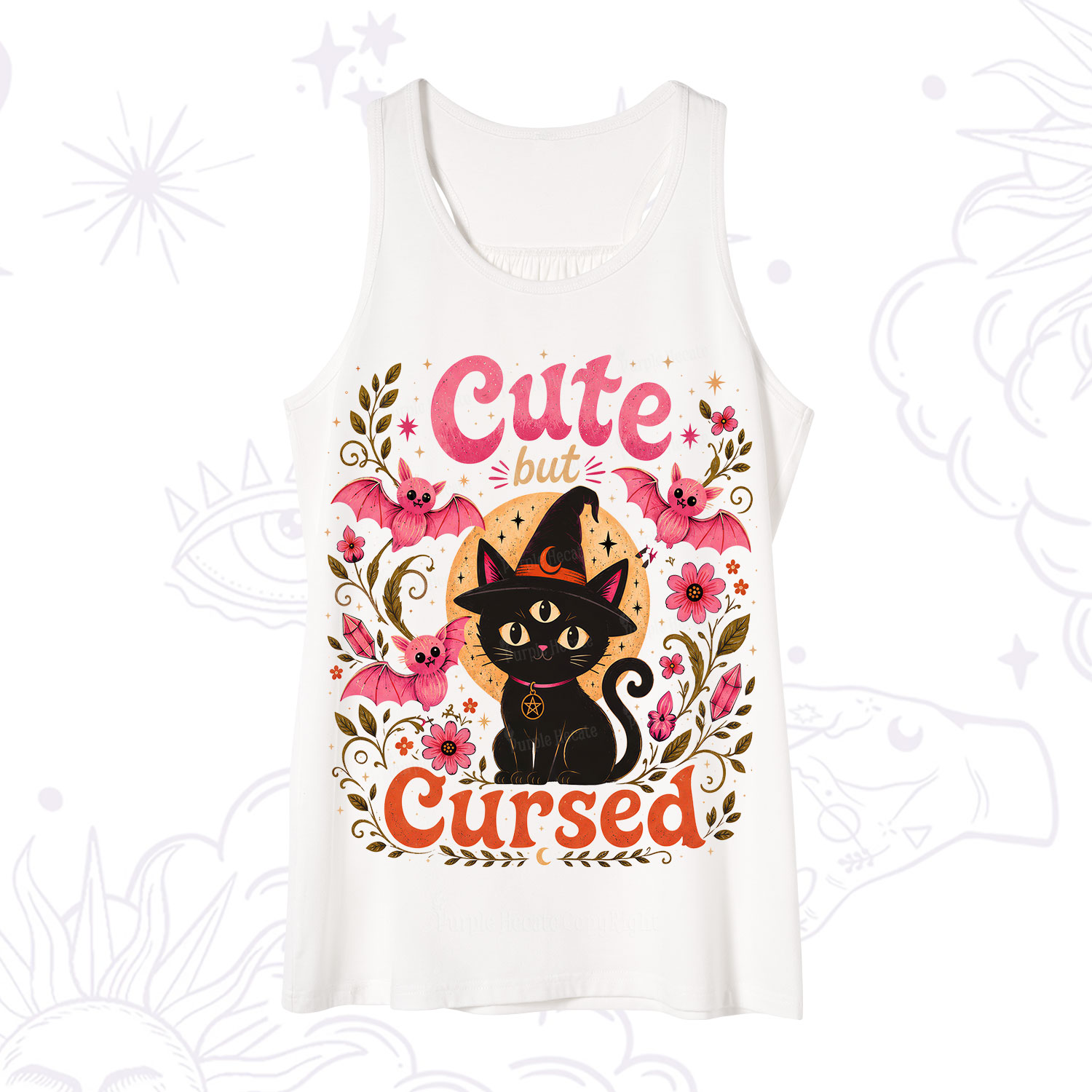 Purplehecate Cute but Cursed Black Cat Tank