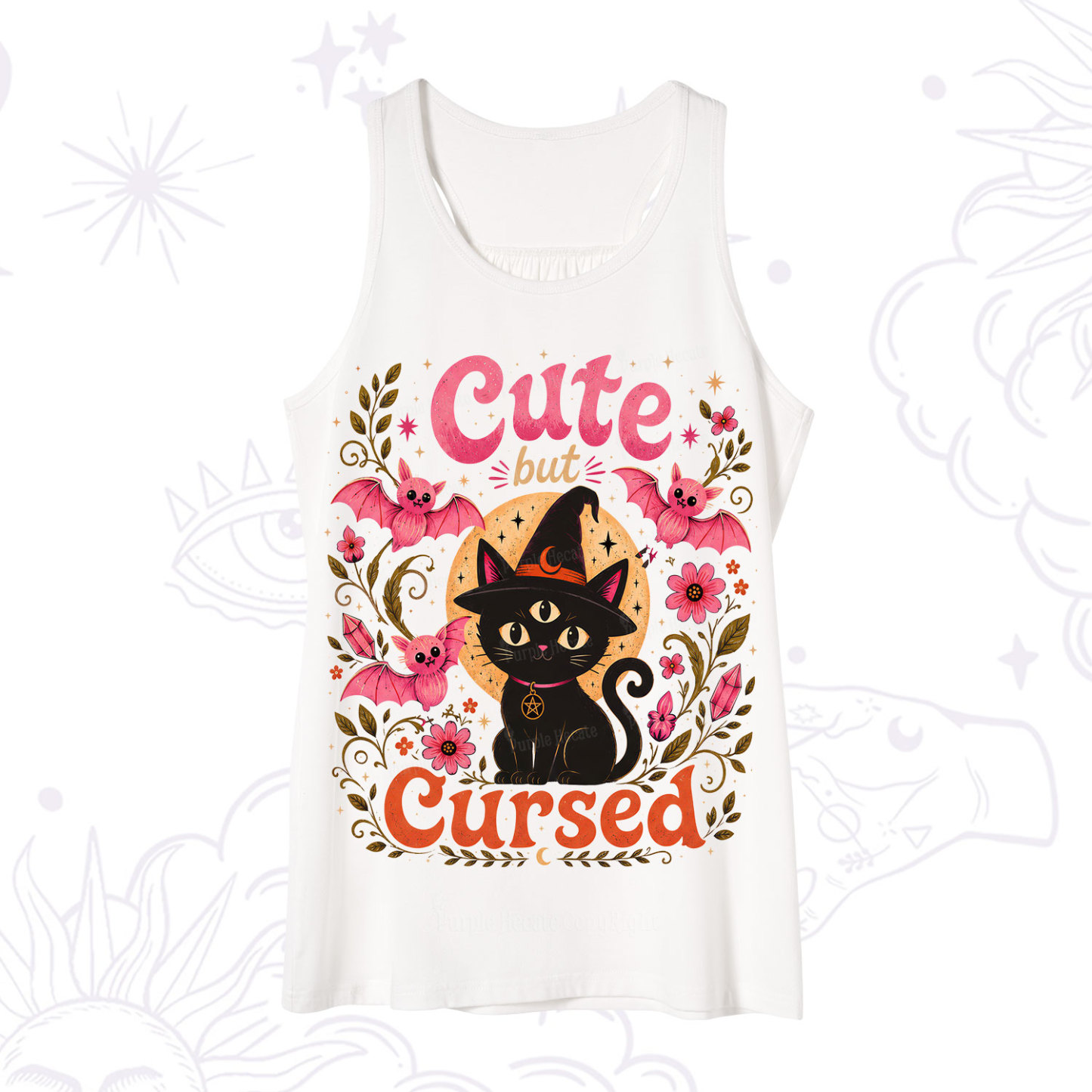 Purplehecate Cute but Cursed Black Cat Tank