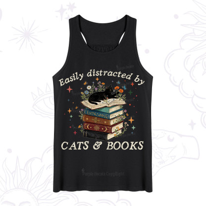 Purplehecate Easily Distracted By Cats And Books Tank
