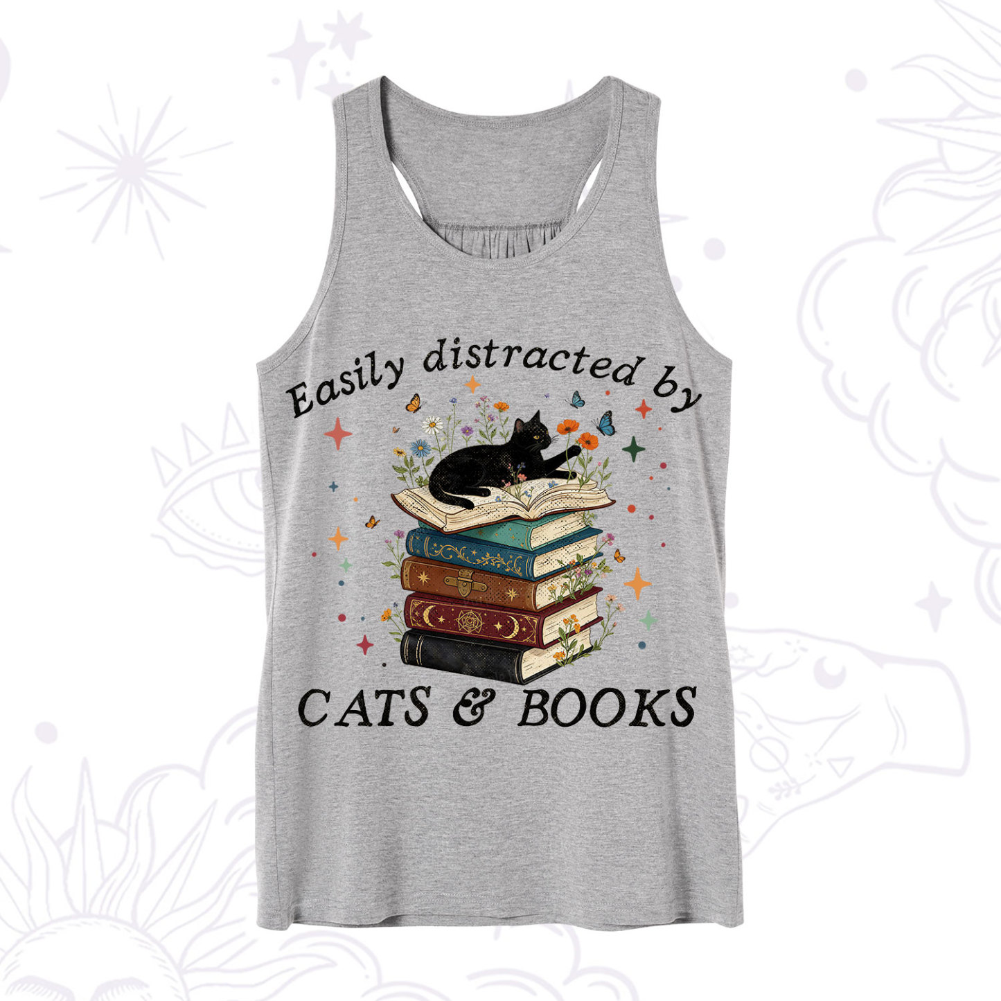 Purplehecate Easily Distracted By Cats And Books Tank