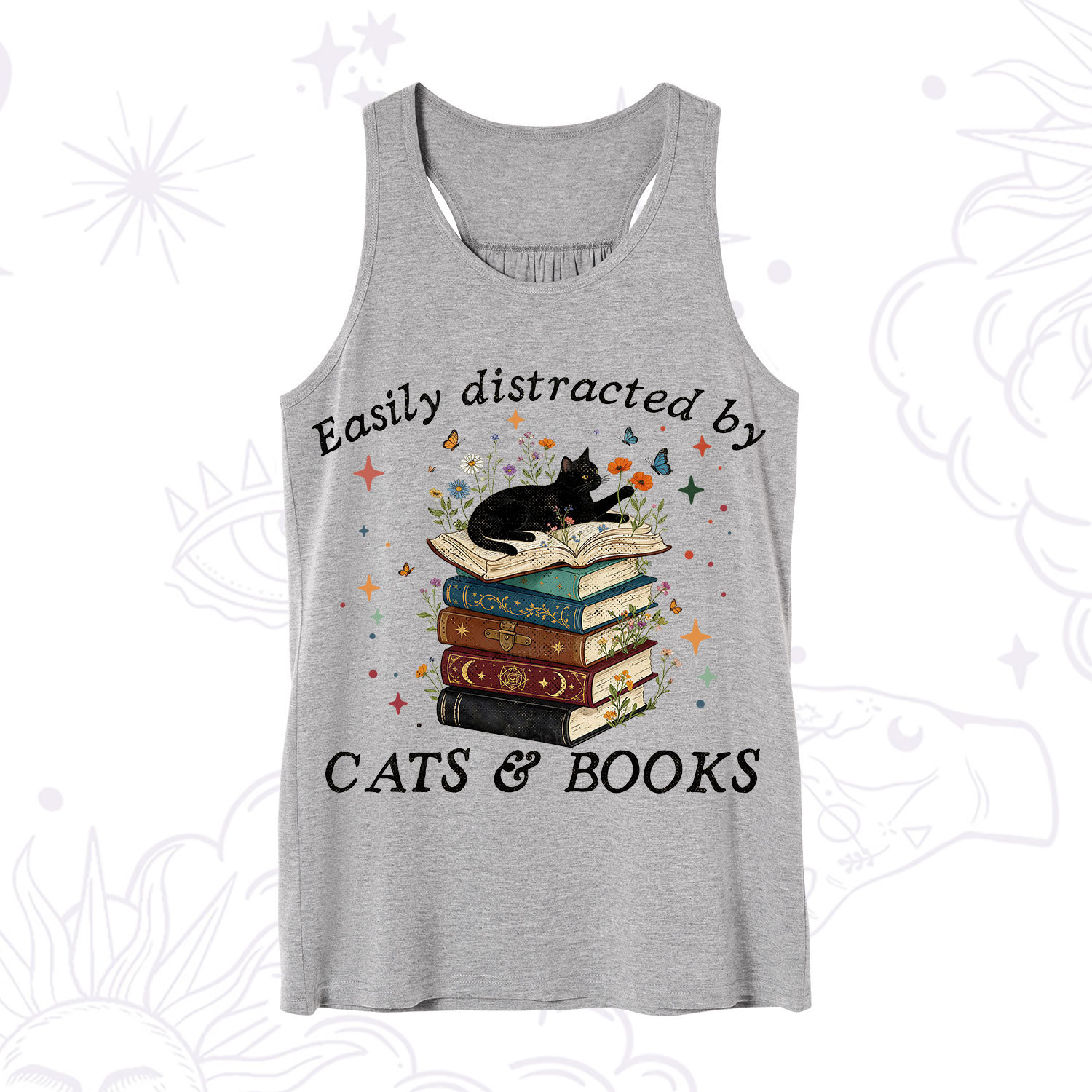 Purplehecate Easily Distracted By Cats And Books Tank