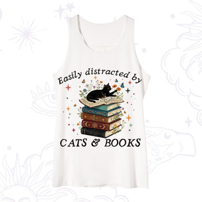 Purplehecate Easily Distracted By Cats And Books Tank