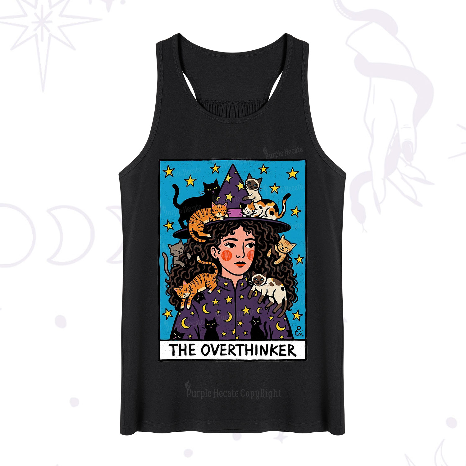 Purplehecate The Overthinker Witch Cat Party Tank