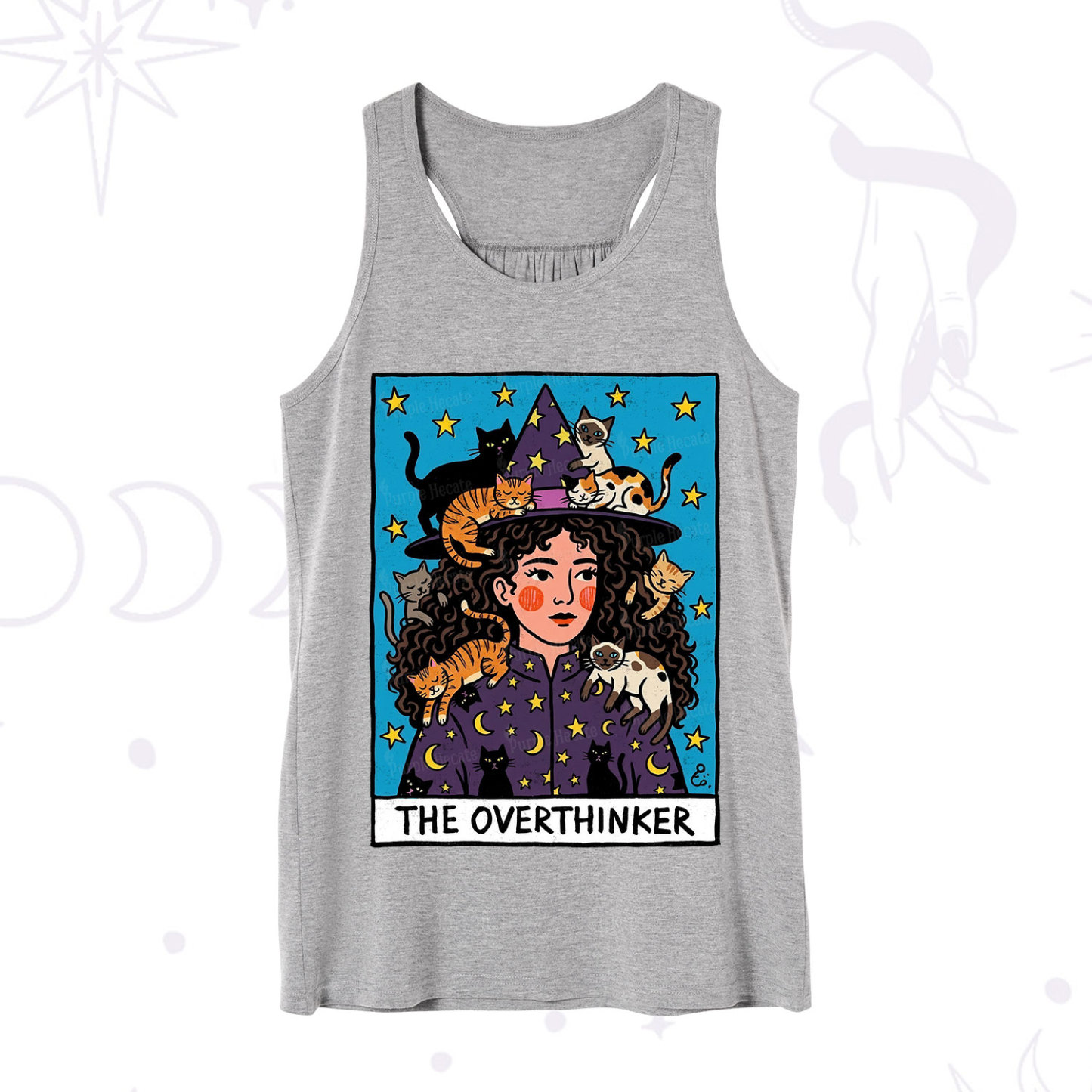 Purplehecate The Overthinker Witch Cat Party Tank