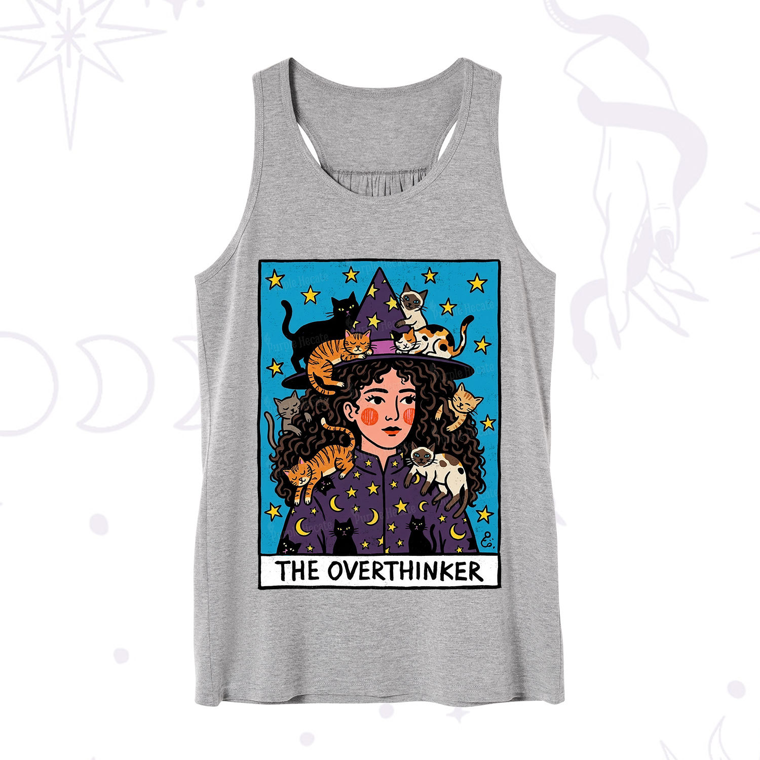 Purplehecate The Overthinker Witch Cat Party Tank