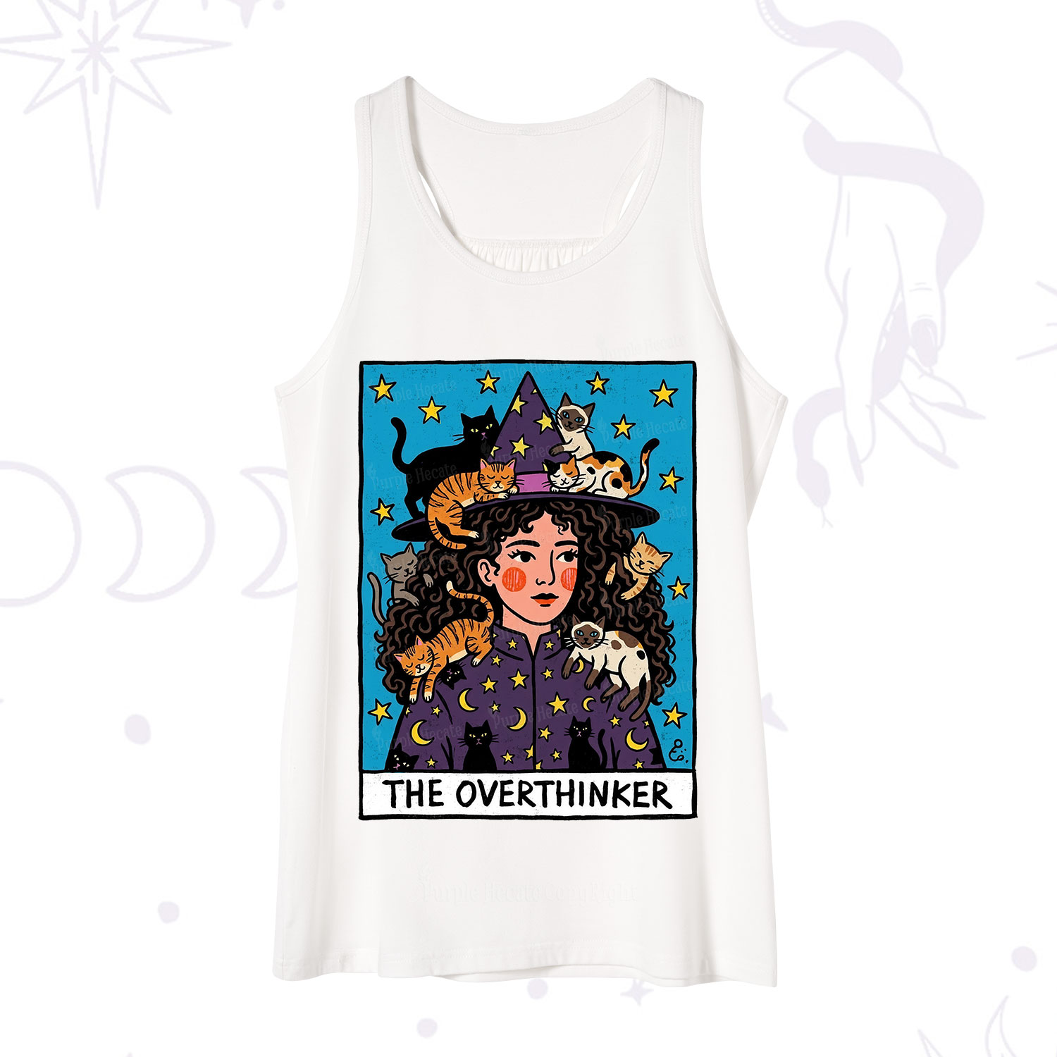 Purplehecate The Overthinker Witch Cat Party Tank
