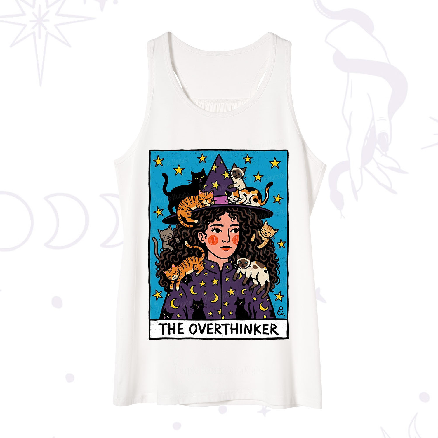 Purplehecate The Overthinker Witch Cat Party Tank