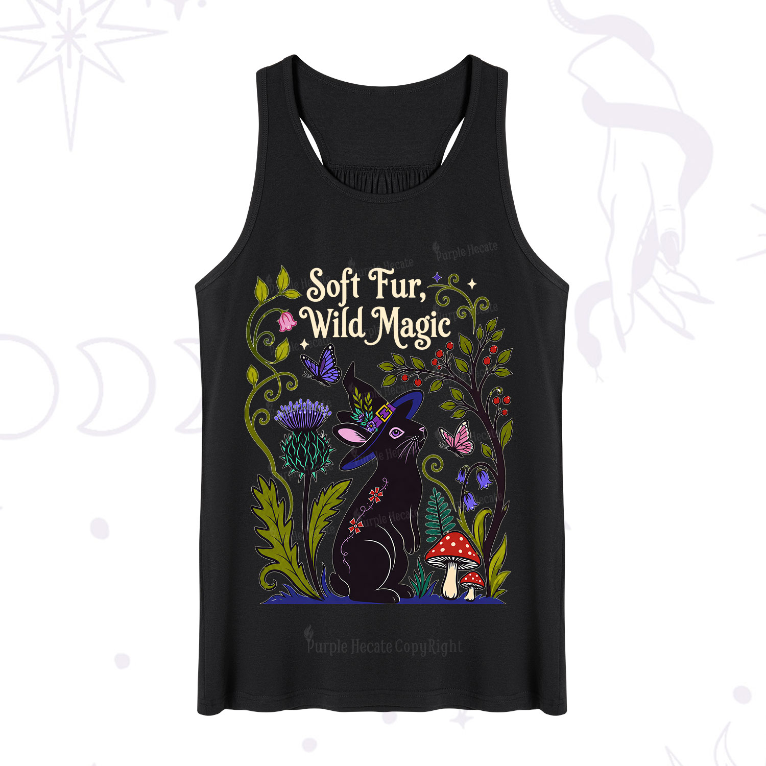 Purplehecate Soft Fur Wild Magic Black Bunny Tank