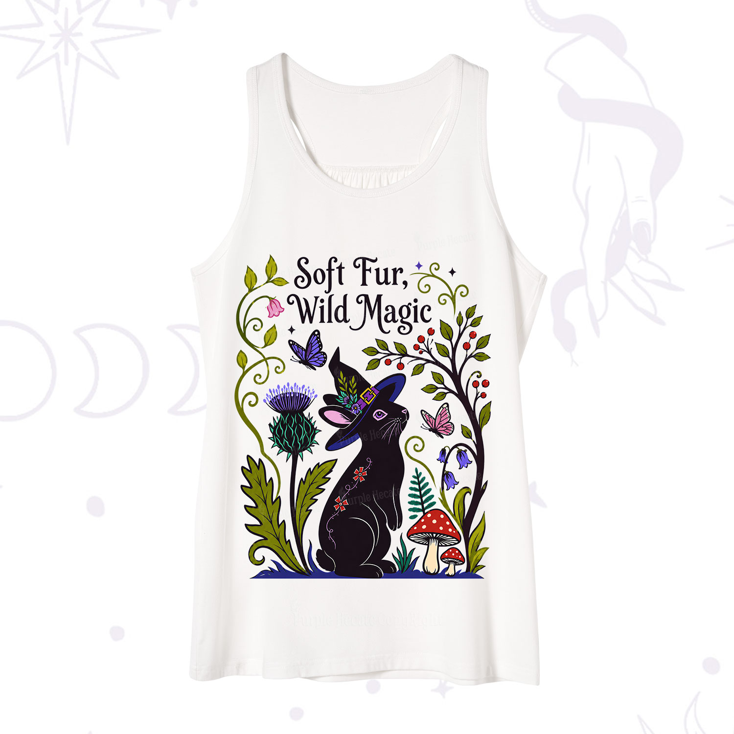 Purplehecate Soft Fur Wild Magic Black Bunny Tank