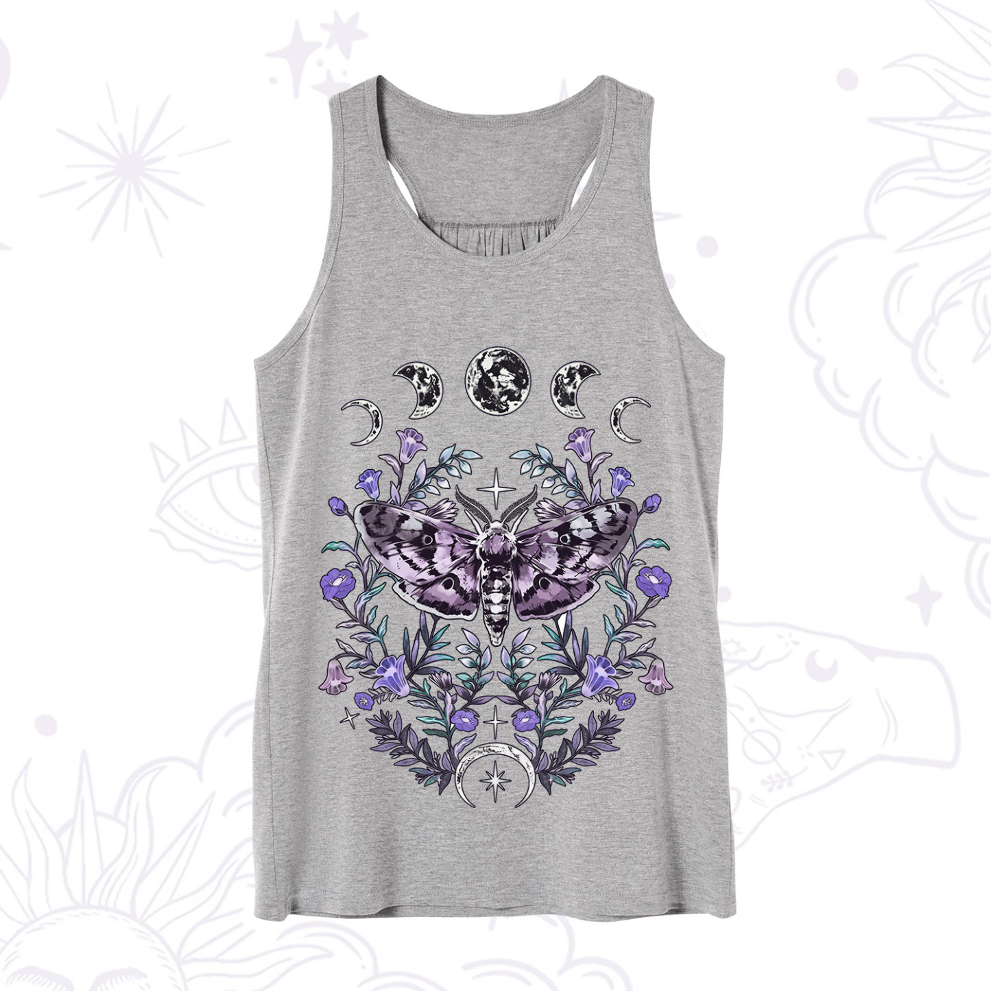 Purplehecate Gothic Mysterious Moth with Moon Tank