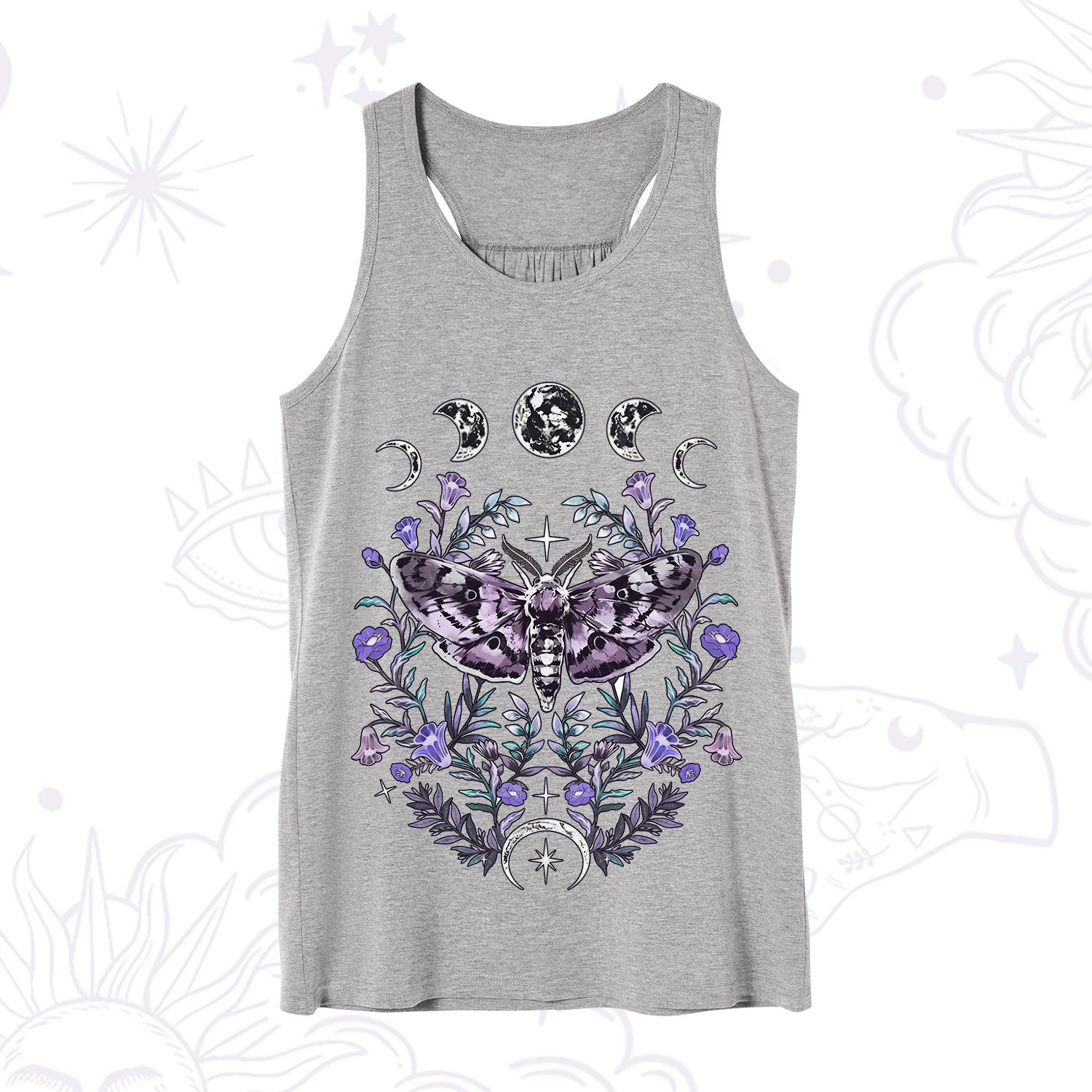 Purplehecate Gothic Mysterious Moth with Moon Tank