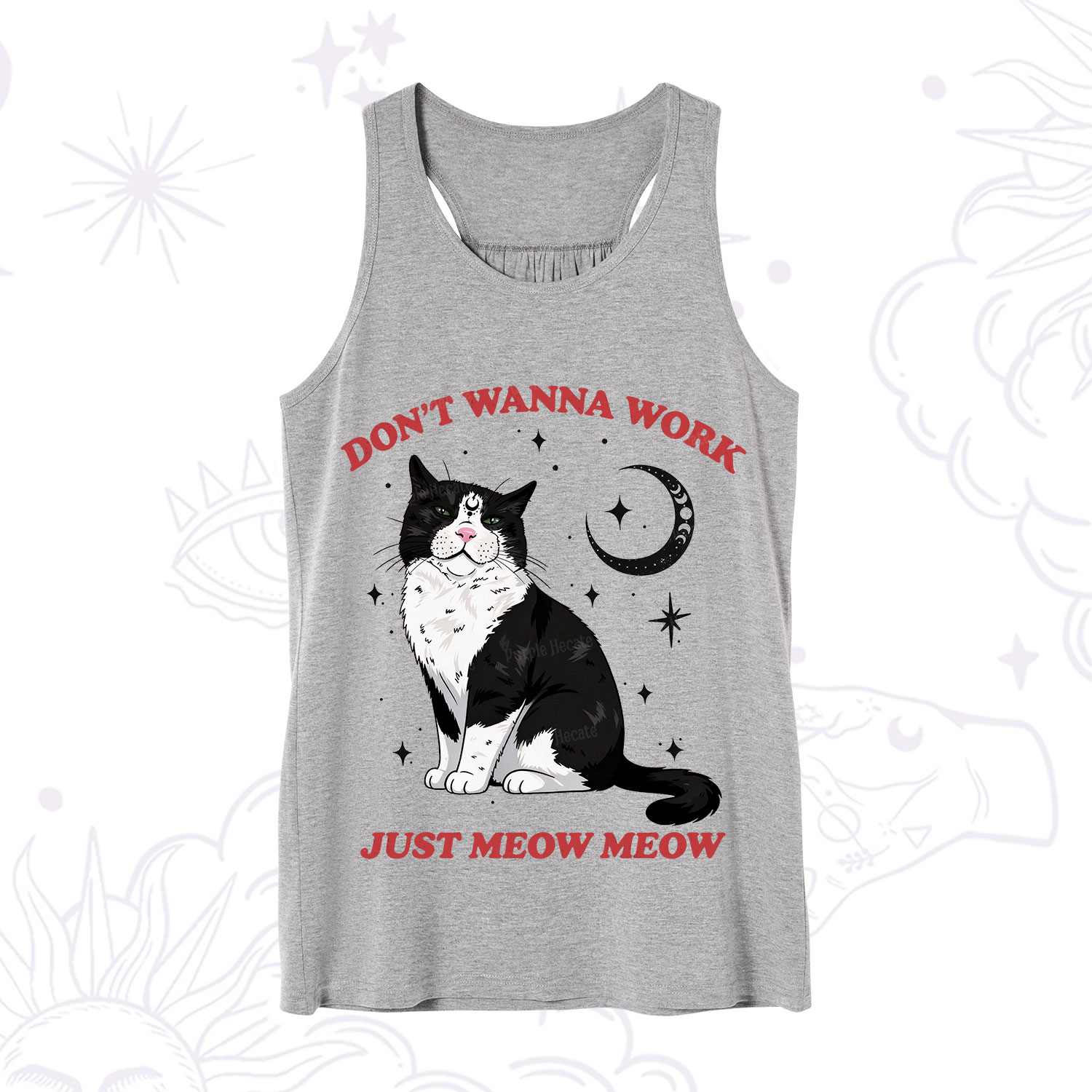 Purplehecate Don't Wanna Work Just Meow Meow Tank