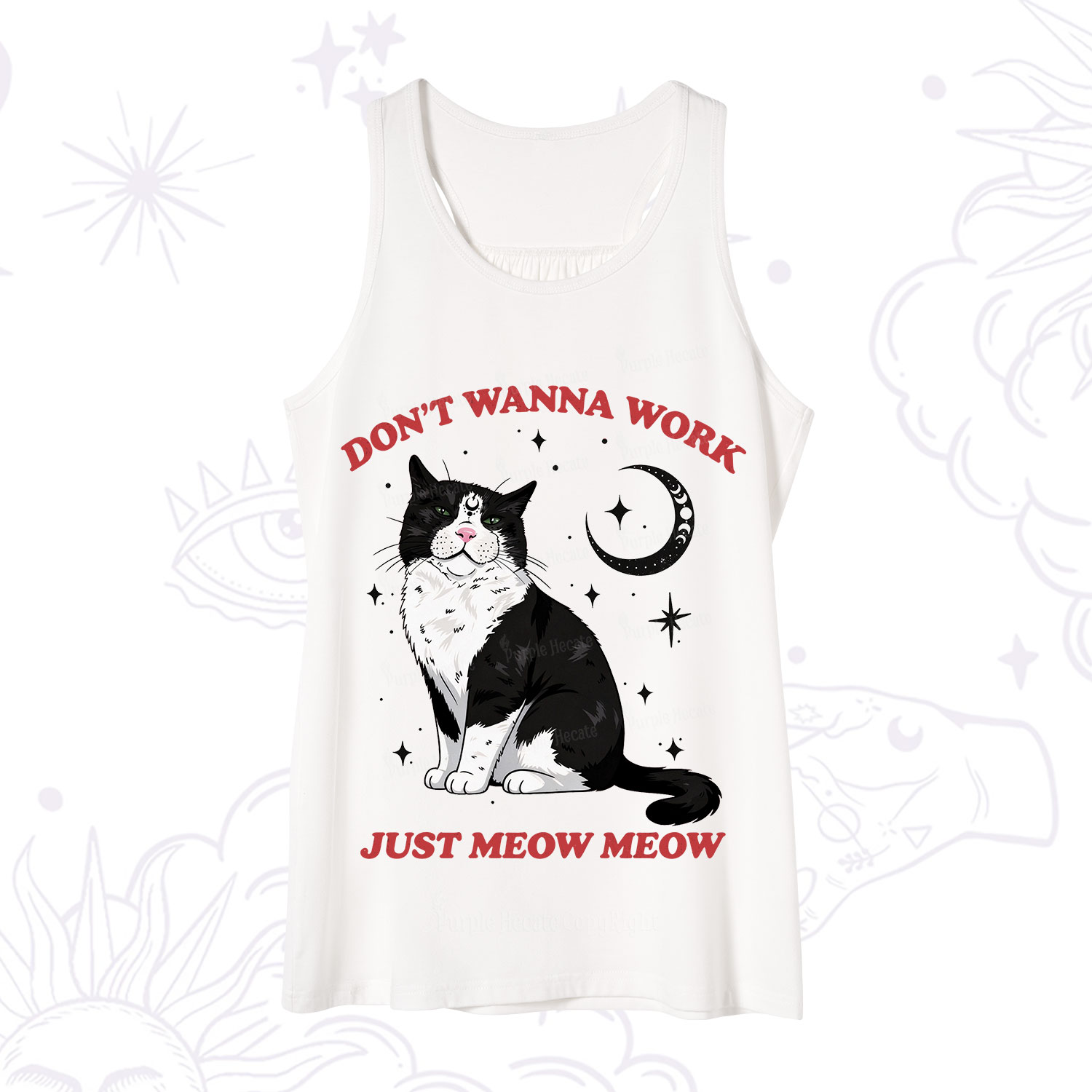 Purplehecate Don't Wanna Work Just Meow Meow Tank