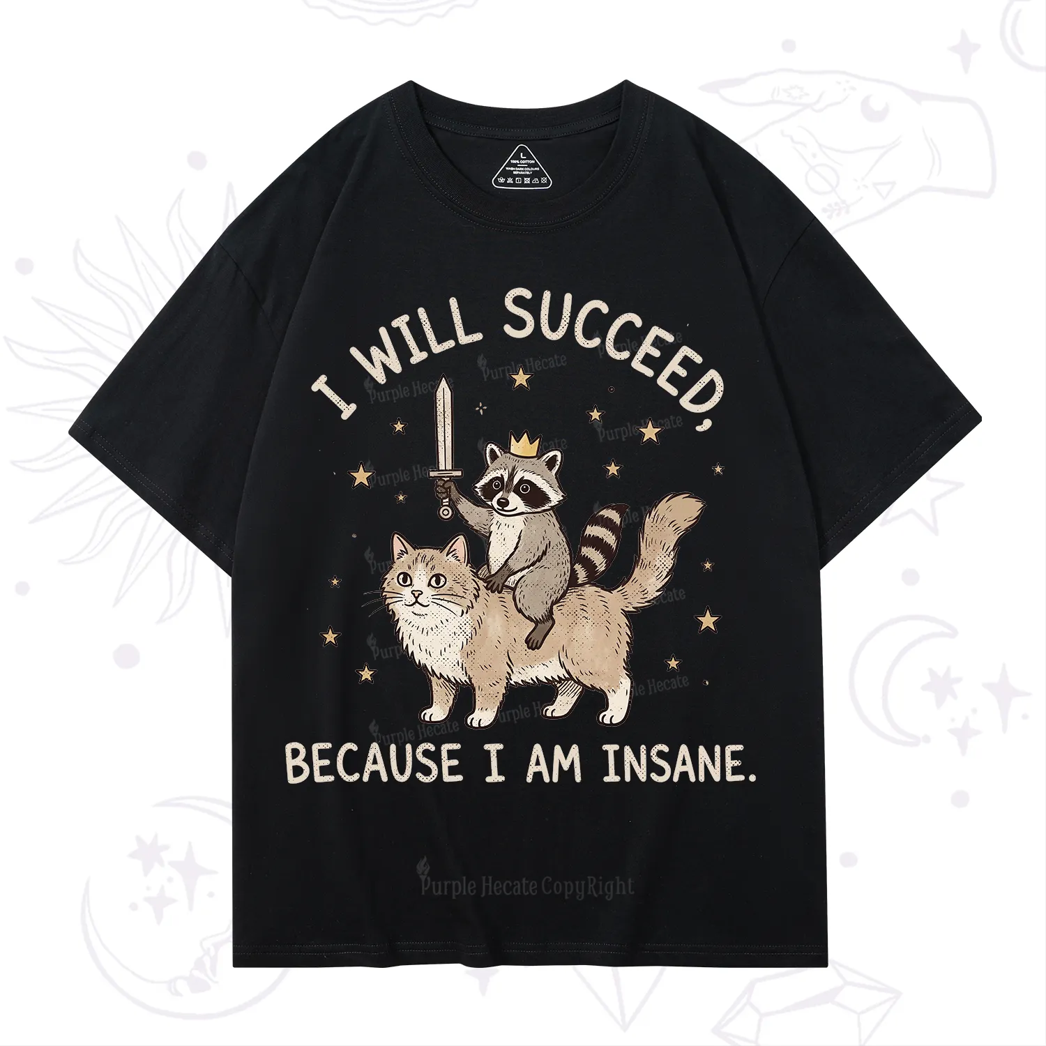 Purplehecate I Will Succeed Because I Am Insane Funny Raccoon T-Shirt