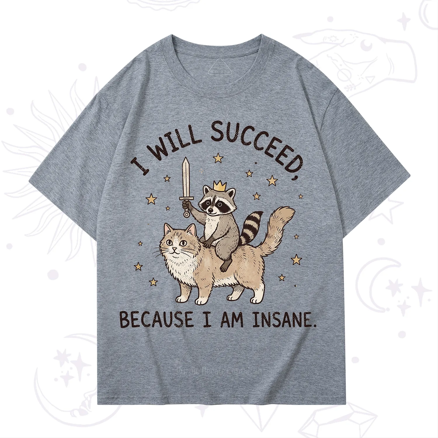 Purplehecate I Will Succeed Because I Am Insane Funny Raccoon T-Shirt