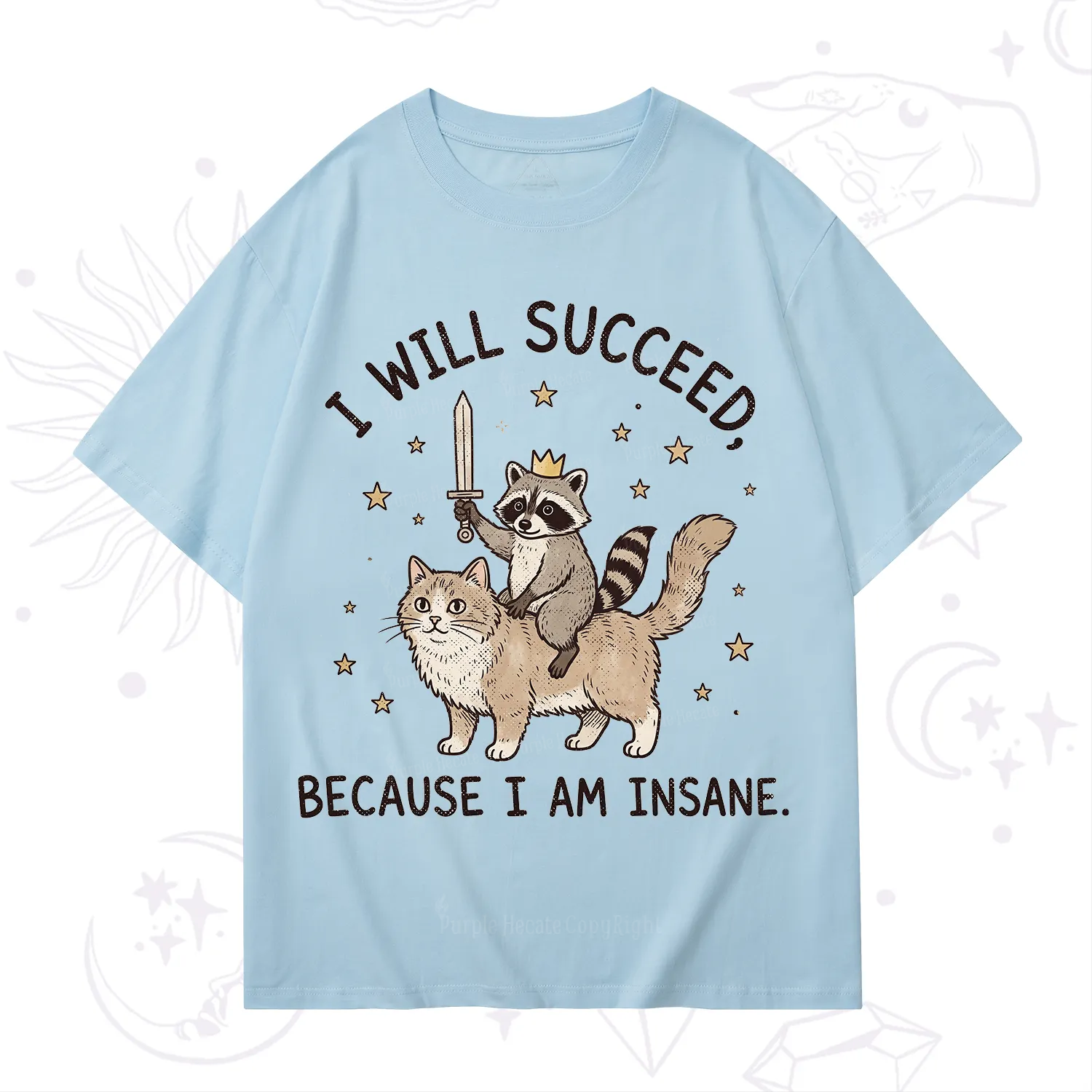 Purplehecate I Will Succeed Because I Am Insane Funny Raccoon T-Shirt
