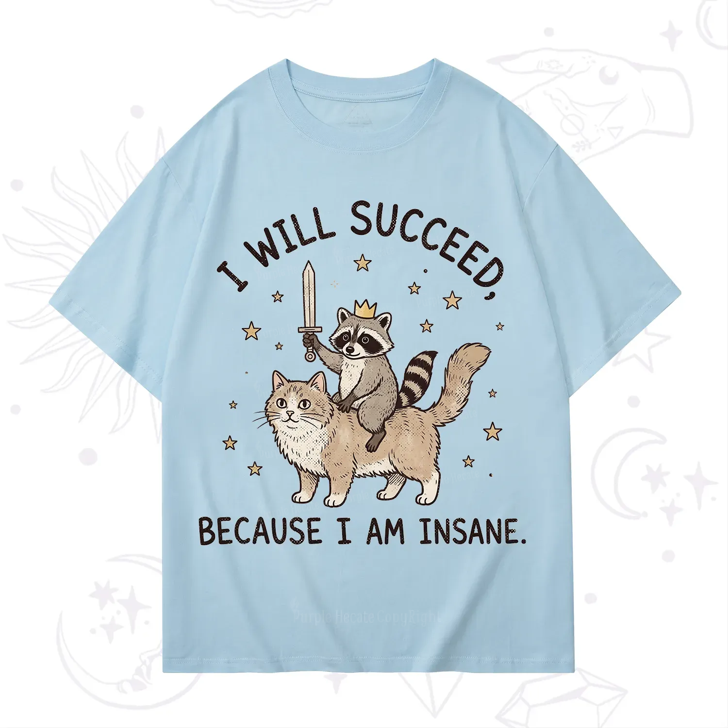 Purplehecate I Will Succeed Because I Am Insane Funny Raccoon T-Shirt