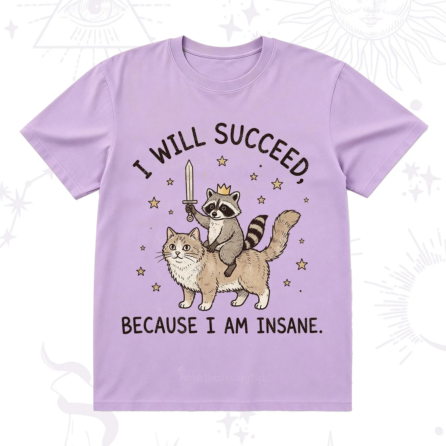 Purplehecate I Will Succeed Because I Am Insane Funny Raccoon T-Shirt