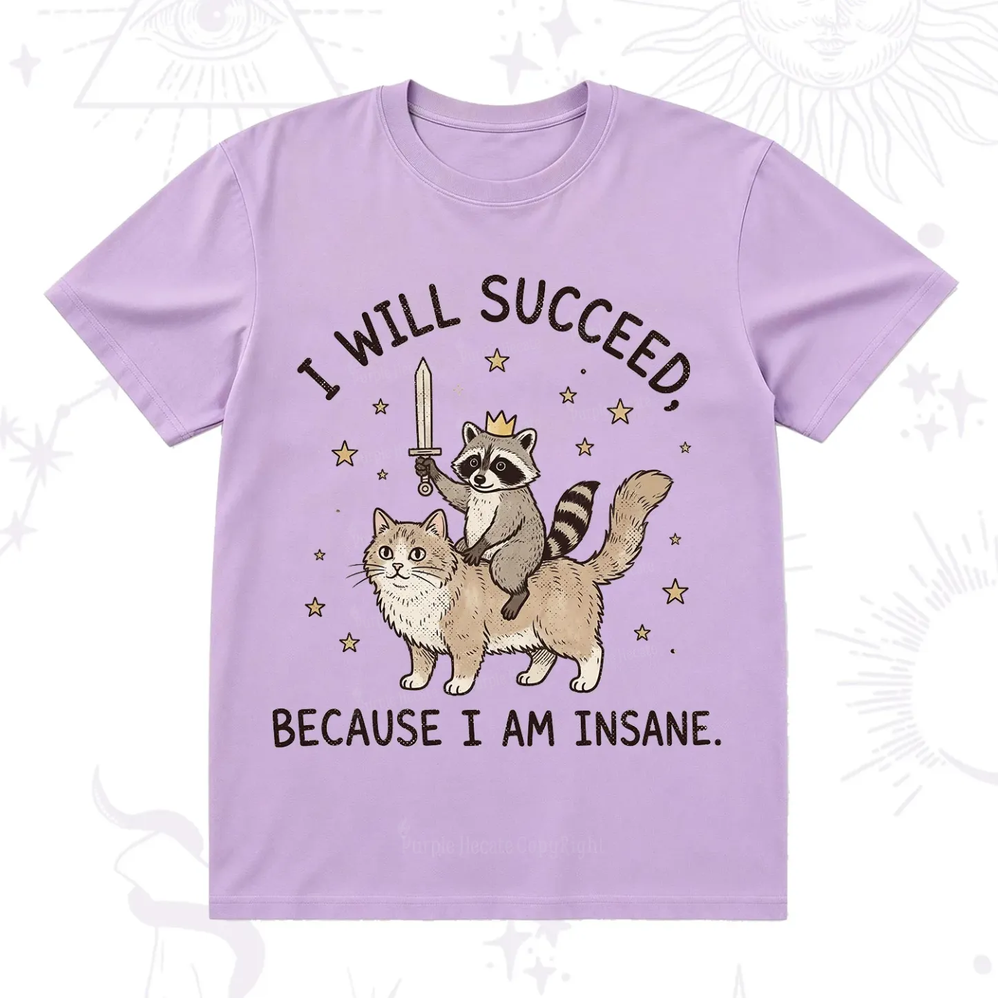 Purplehecate I Will Succeed Because I Am Insane Funny Raccoon T-Shirt